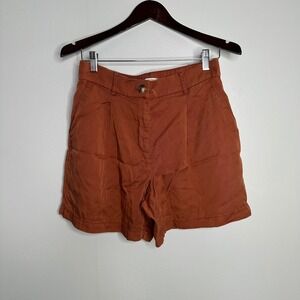 LOFT The Emory Short Women 6P Rust Orange Excellent Lyocell Pleated High Waist